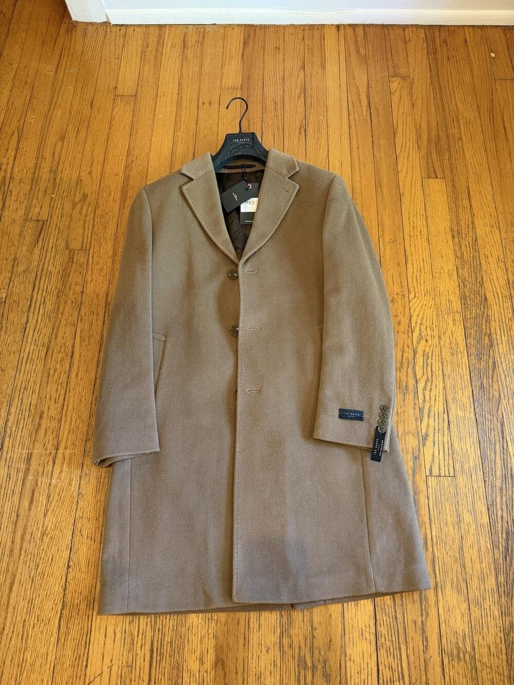 Ted Baker Mens Wystan Lined Wool Cashmere Overcoat 38 Brown